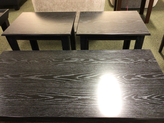 3 Piece Black Coffee and End Table Set