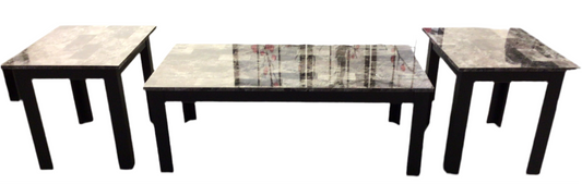 3 Piece Faux Marble Top Coffee Table and End Table Set