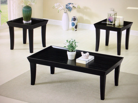 3 Piece Black Coffee Table and End Tables