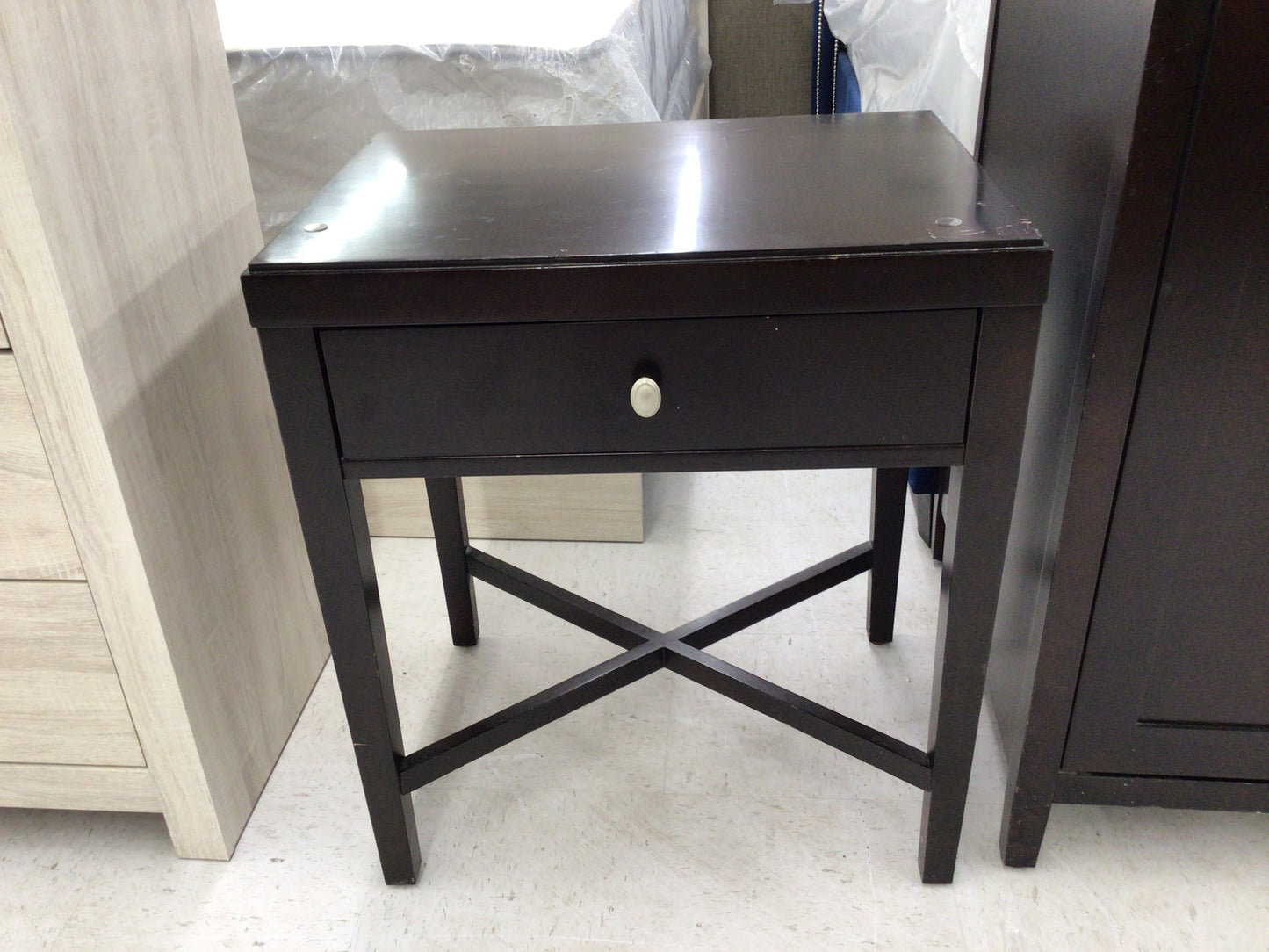 Black Nightstand with Drawer