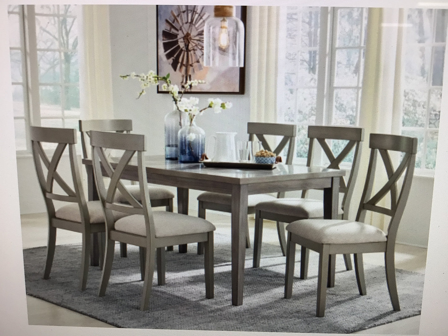 Grey Dining Table with 6 Chairs