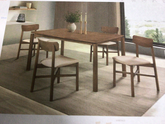 Mid-Century Modern 59” natural Walnut 4 Piece Dining Set