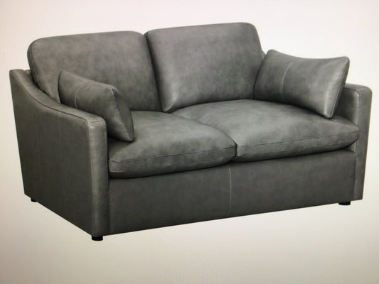 Leather Upholstered Loveseat Grey