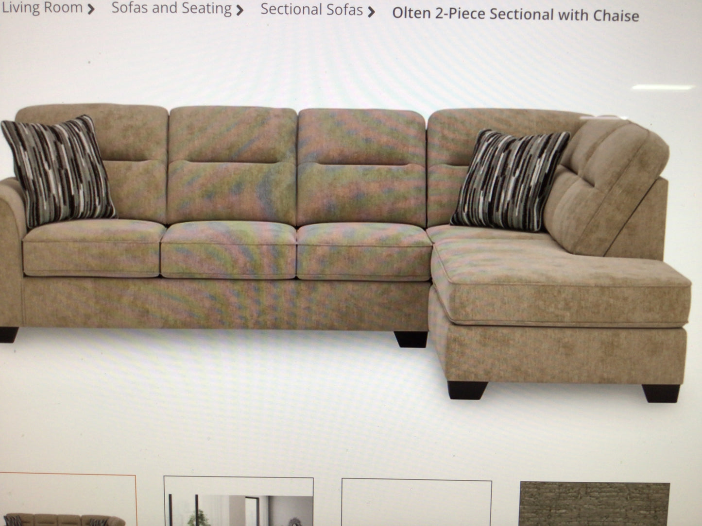Two Piece Sectional with Right Corner Chaise