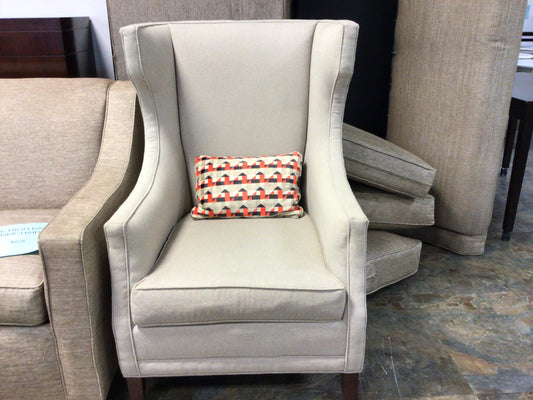 Beige High Back Armchair