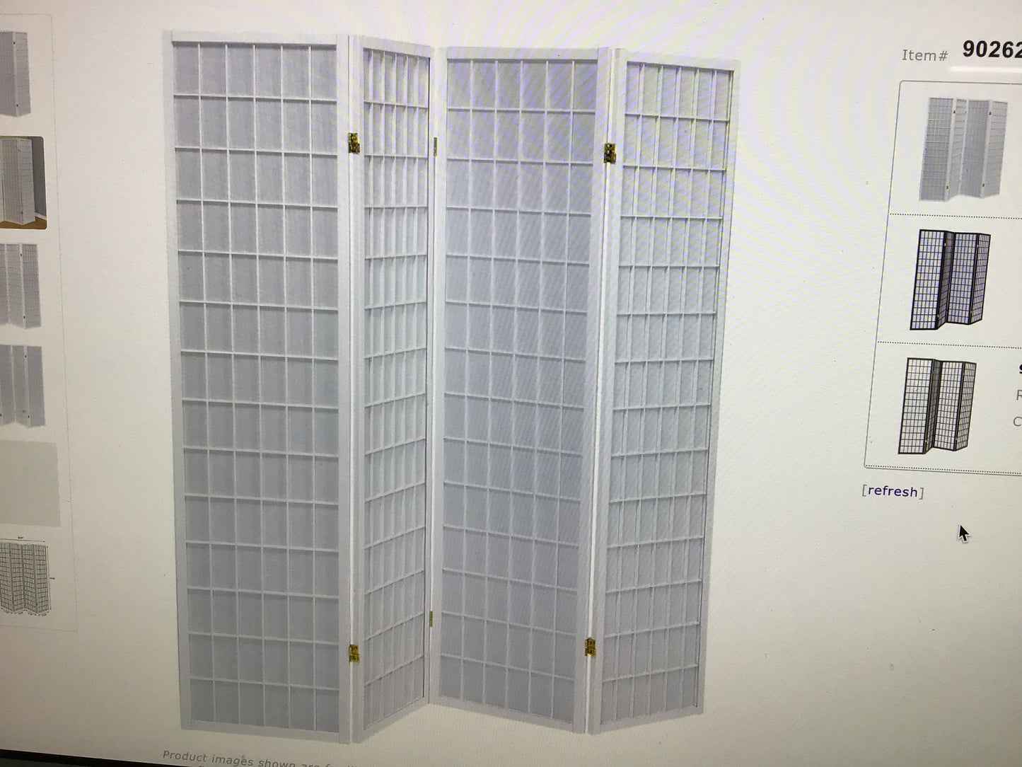 4 Panel Room Divider Folding Shoji Screen White