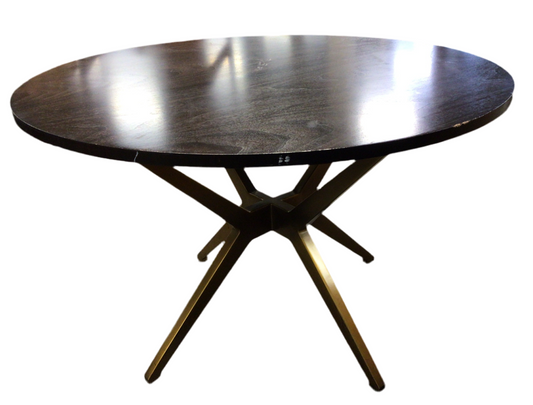 Heavy Gold Base Round Wood Top Table