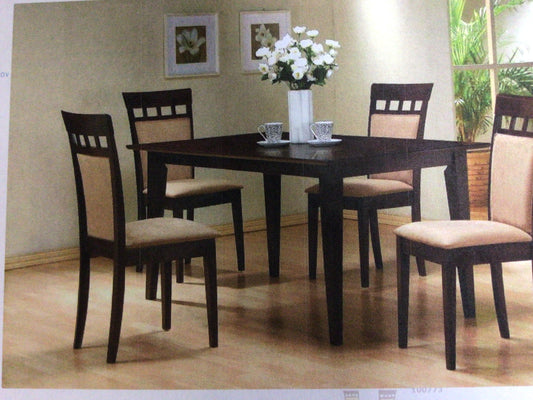 Cappuccino Dining Set with 4 Cushion Back Chairs