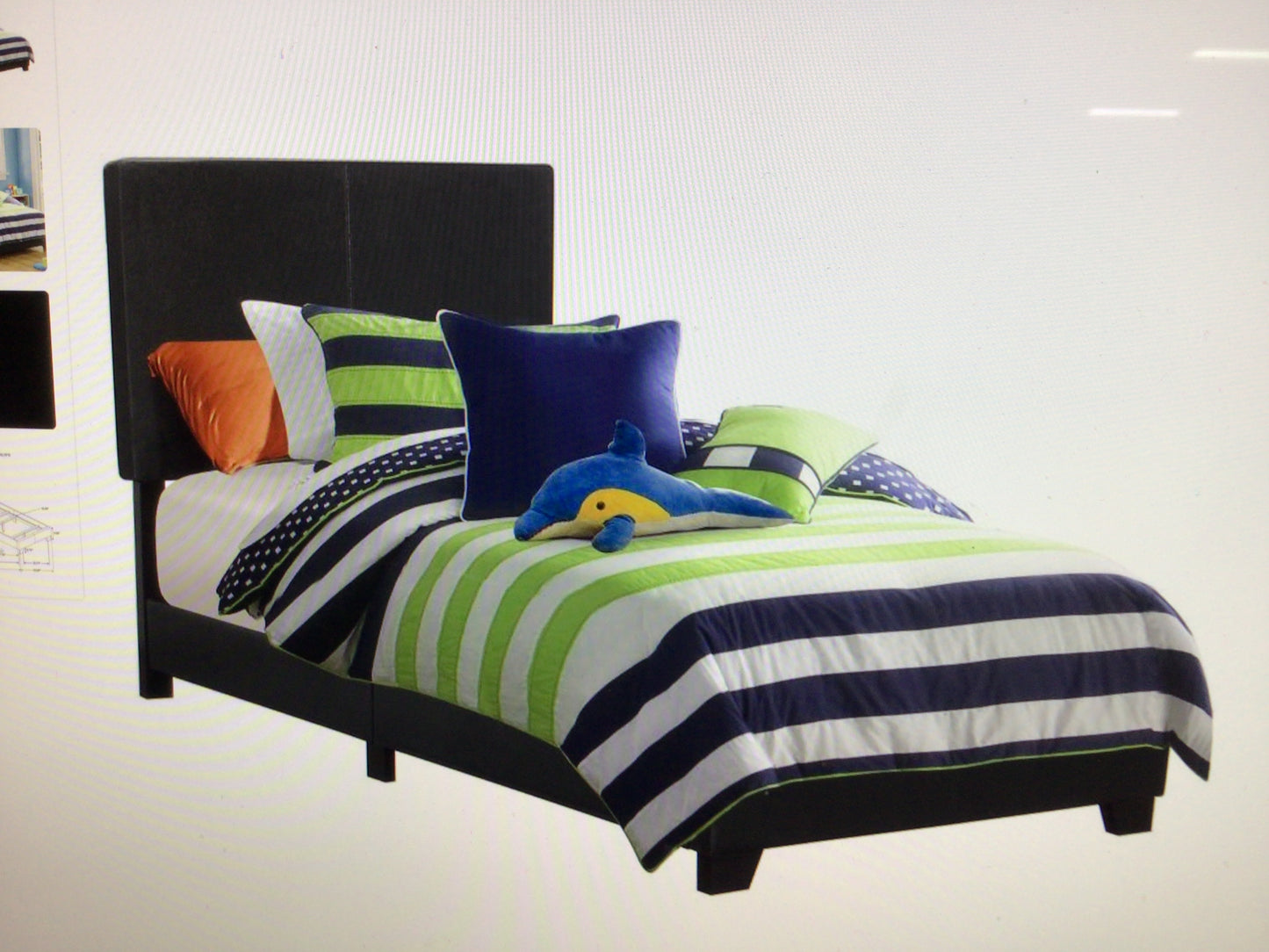 Faux Leather Upholstered Twin Panel Bed Black