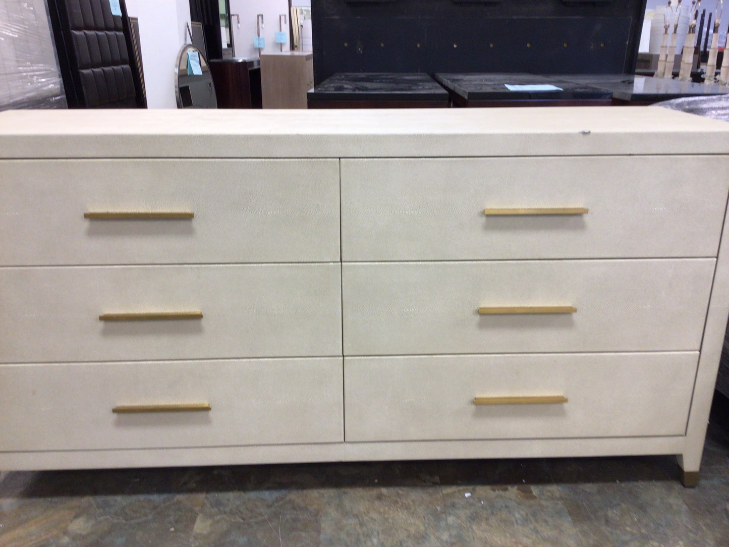 6 Drawer Dresser with Gold Pulls