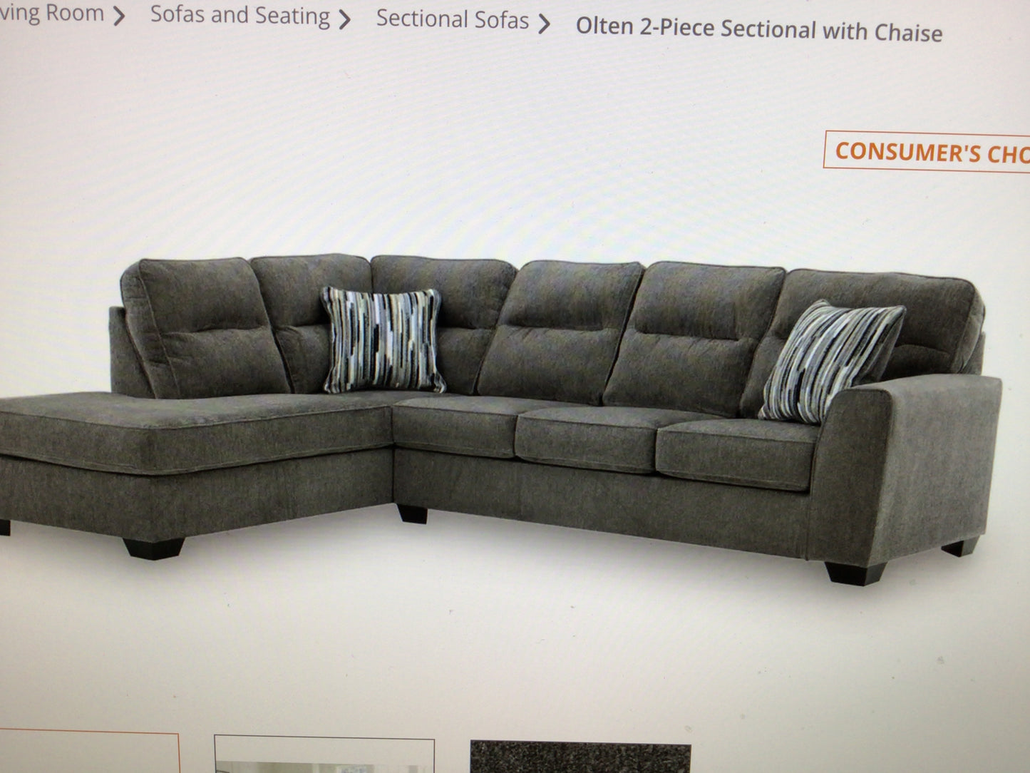 Ashley Graphite 2 Piece Sectional with Chaise