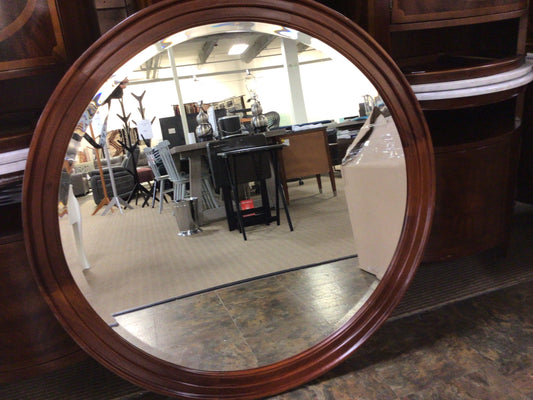 Round Mirror with Wood Frame 42”