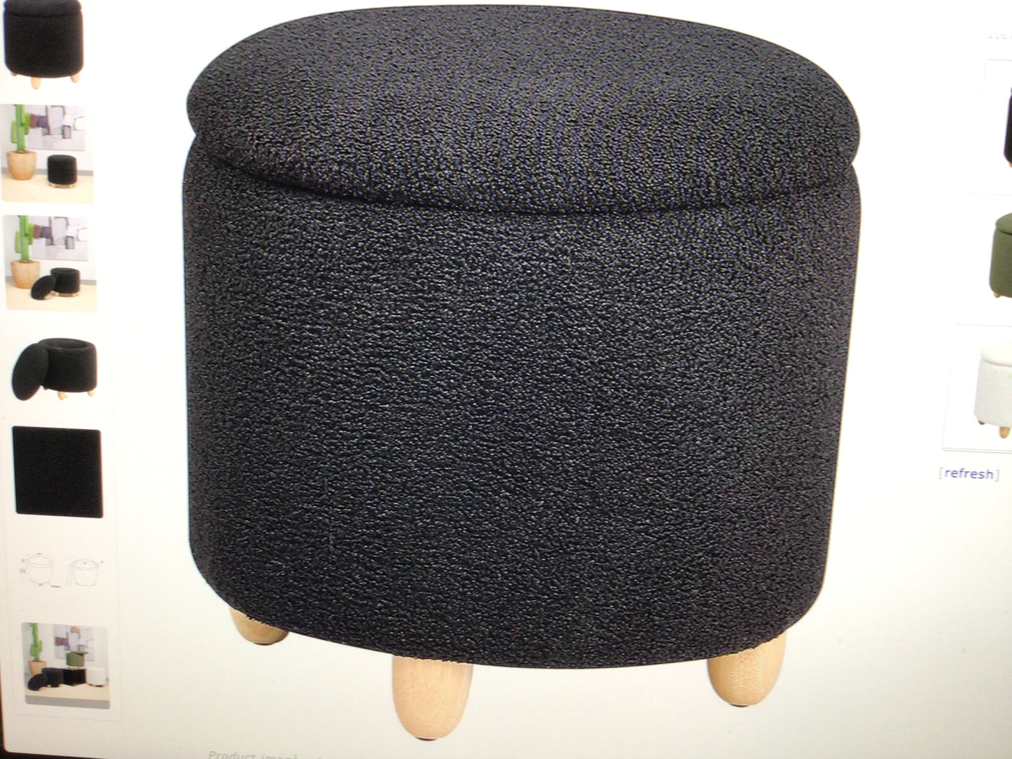 Faux Sheepskin Upholstered Storage Ottoman Black