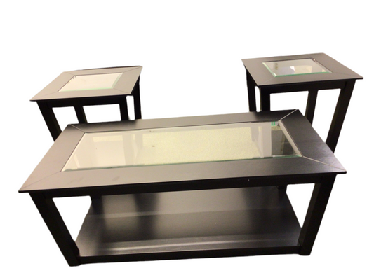 Glass Inset Coffee and End Table Set