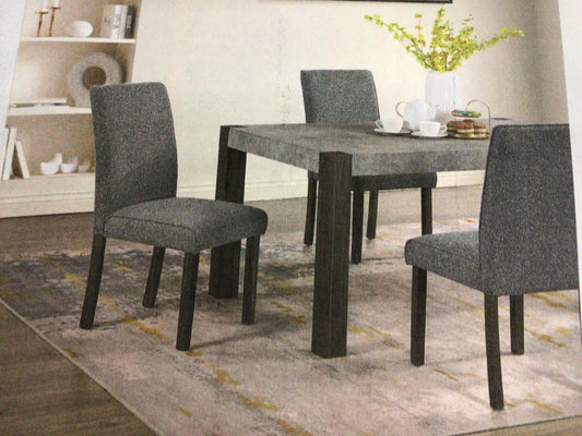 Grey Faux Marble Top Brown Legs 4 Grey Chairs
