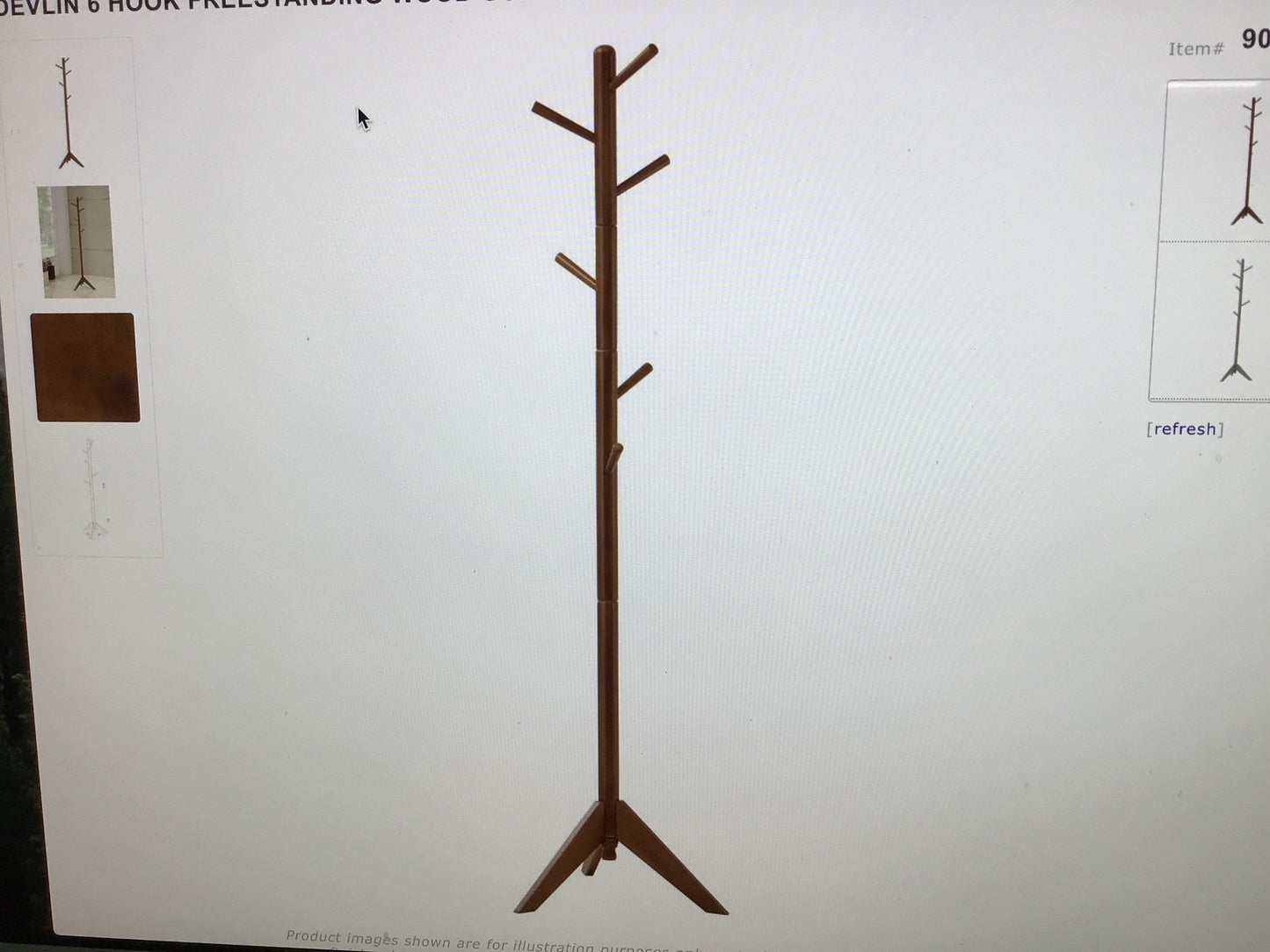 6 Hook Freestanding Wood Coat Rack Hat Hanger Walnut