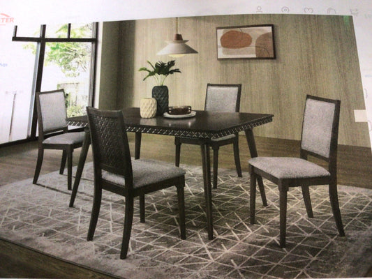 Contemporary 59” Dining Set with 4 Plush Chairs