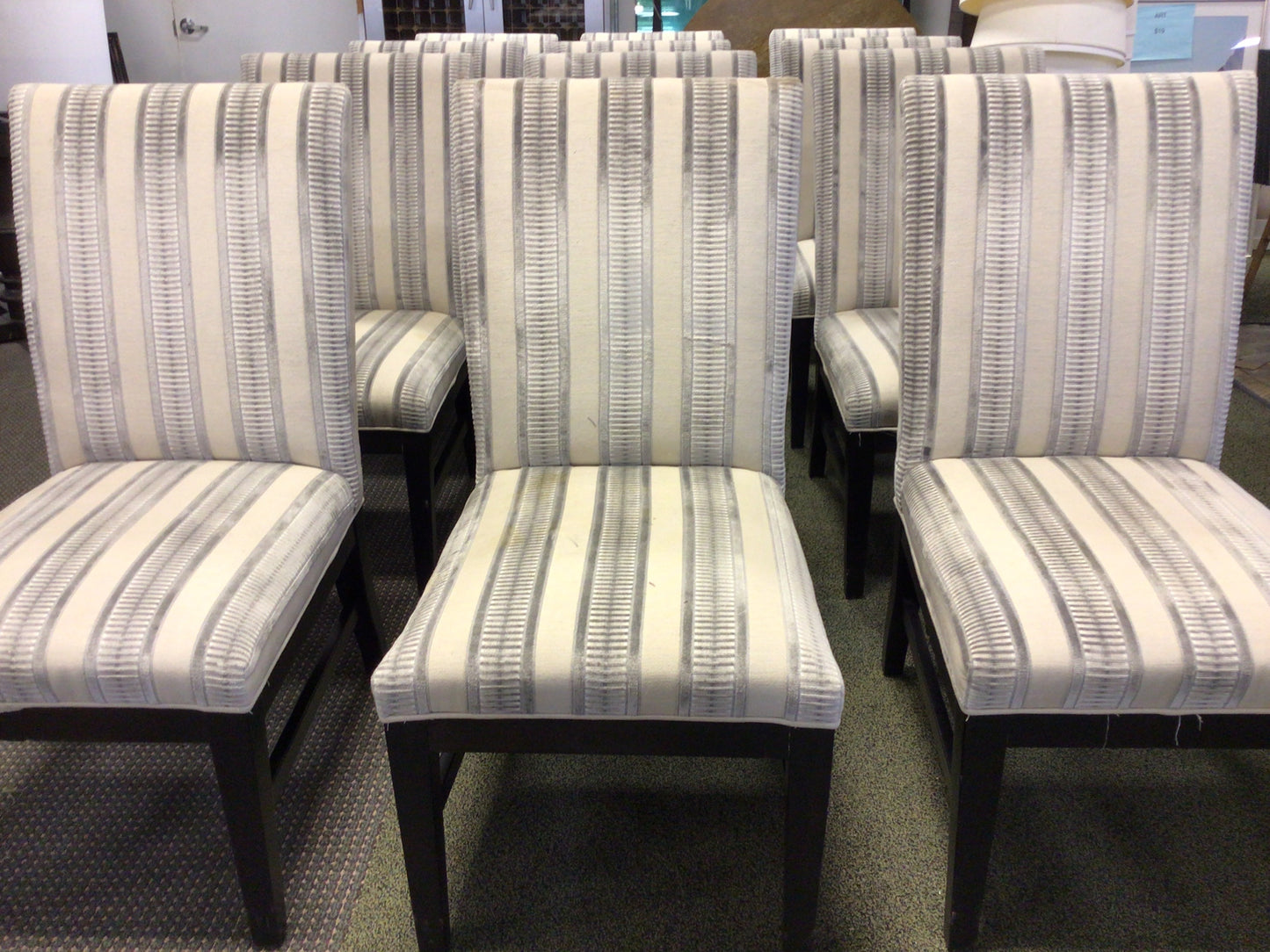Striped Upholstered Dining Chair