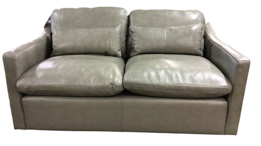 Grey Leather Loveseat