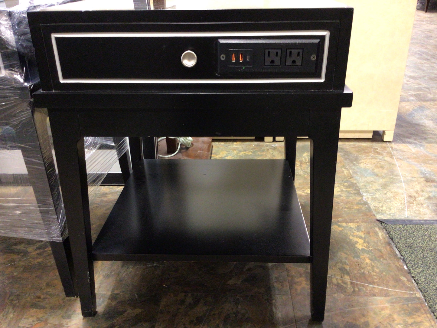 Black Nightstand with Outlets