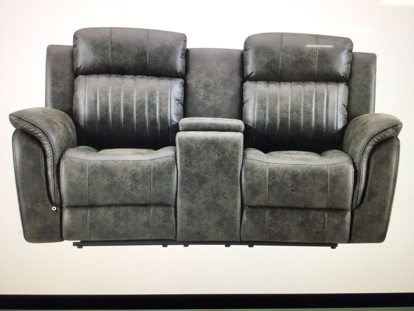 Grey Console Reclining Loveseat