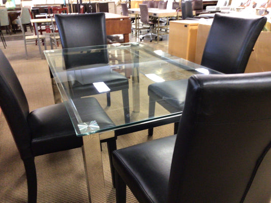 Glass and Chrome Dining Table with 4 Chairs