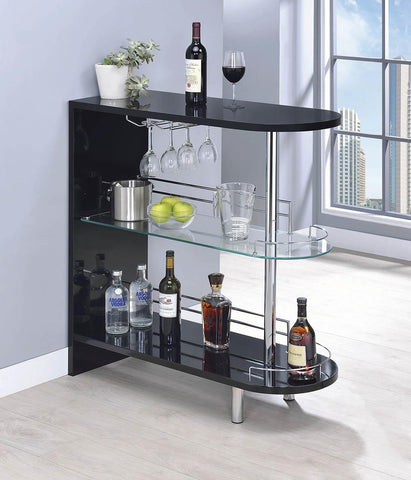 Contemporary Glossy Black Bar Table