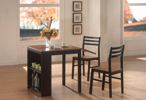 Casual Black and Chestnut Three-Piece Dining Set