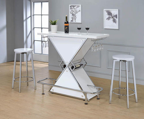 Contemporary White Stacked Triangle Bar Unit