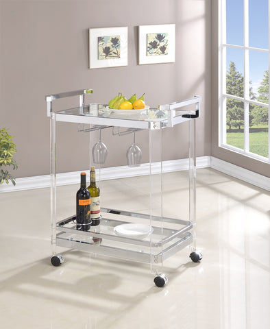 Traditional Clear Acrylic and Chrome Serving Cart