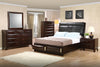 Phoenix Cappuccino Upholstered Queen Five-Piece Bedroom Set