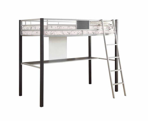 Leclair Contemporary Black and Silver Loft Bed