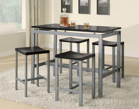 Atlas Black and Silver Five-Piece Dining Set