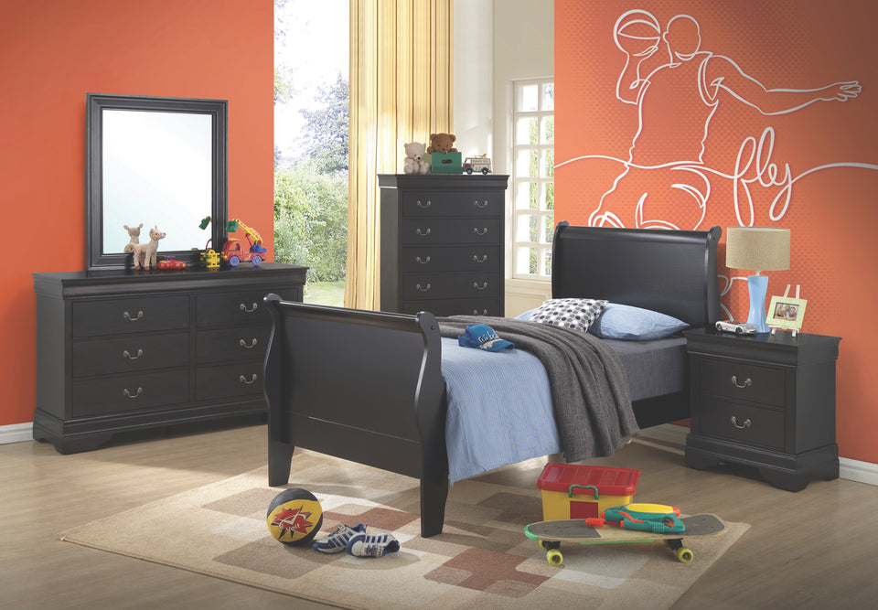 Louis Philip Black Bedroom Set