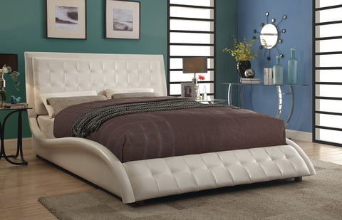 Tully Transitional White Upholstered Queen Bed