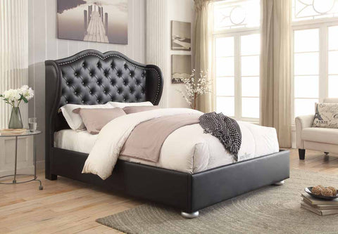 Clarice Black Upholstered California King Bed