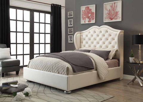 Clarice White Upholstered California King Bed