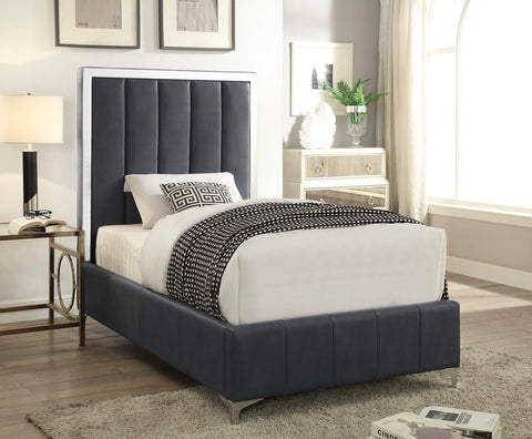 Jared Grey Faux Leather Twin Bed