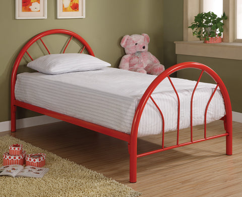 Transitional Red Twin Bed