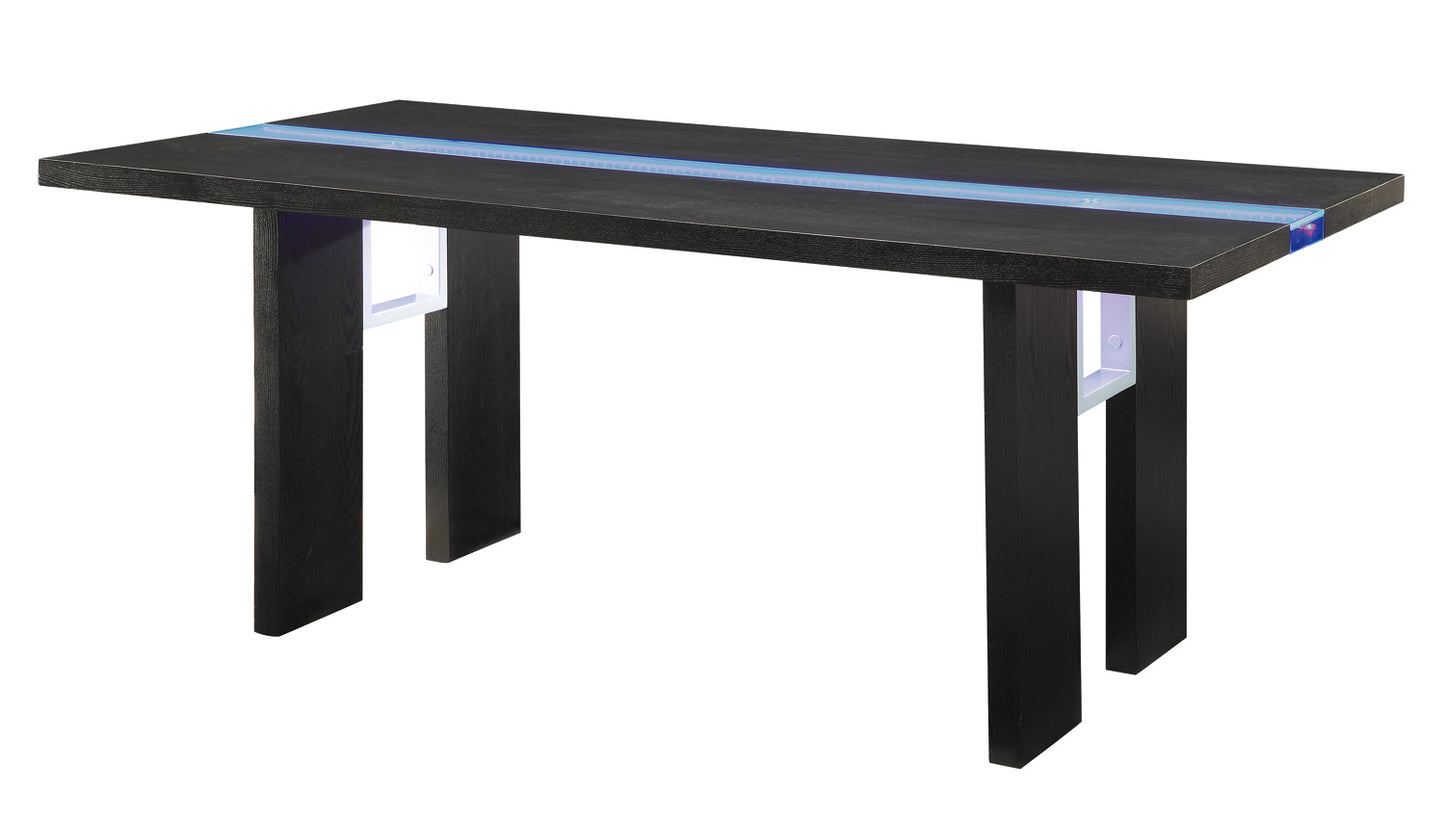 Kenneth Contemporary Black Dining Table with LED Lighting