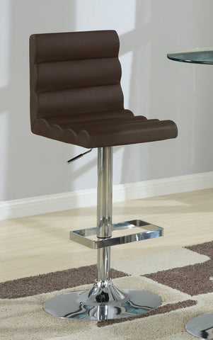Contemporary Brown Adjustable Roll Back Bar Stool