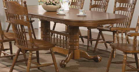 Brooks Country Medium Oak Two-Pedestal Dining Table