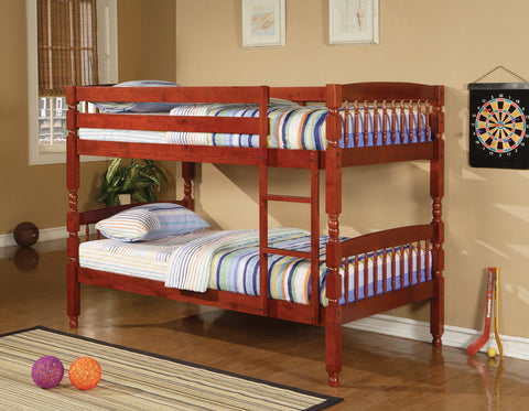 Logan Red Amber Twin-over-Twin Bunk Bed