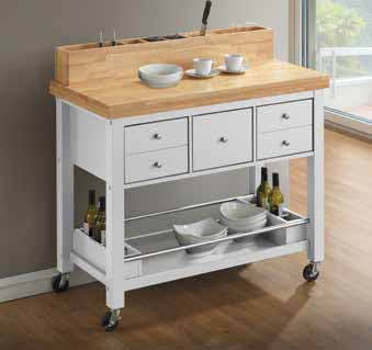 Country White Kitchen Island With Caster Wheels