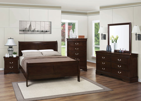 Louis Philippe Warm Brown Full Four-Piece Bedroom Set