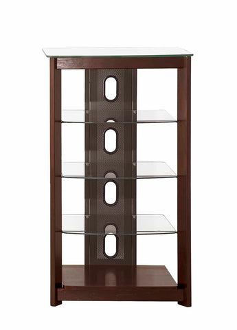 Dark Brown Media Tower With Glass Shelves