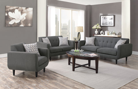 Stansall Mid-Century Modern Grey Three-Piece Living Room Set