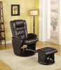 Casual Brown Faux Leather Reclining Glider With Matching Ottoman