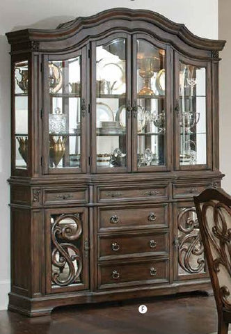 Ilana Traditional Antique Java China Cabinet With Glass Doors