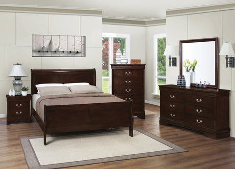 Louis Philippe Traditional Cappuccino Twin Five-Piece Bedroom Set